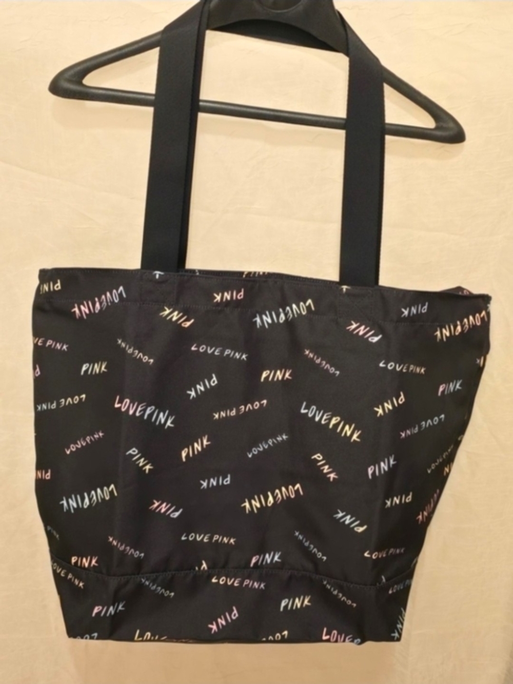 PINK Victoria's Secret Black 'Love Pink' Logo Tote